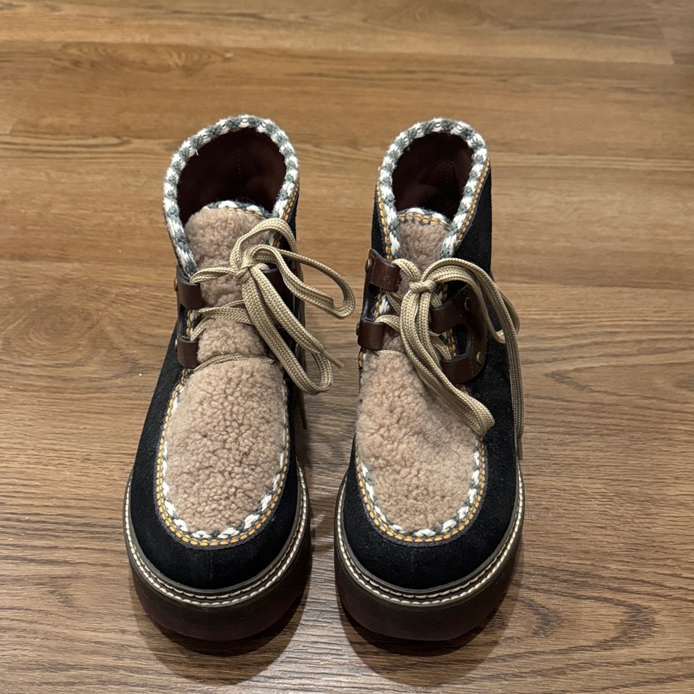 See By Chloe Black and Tan Ankle Boots